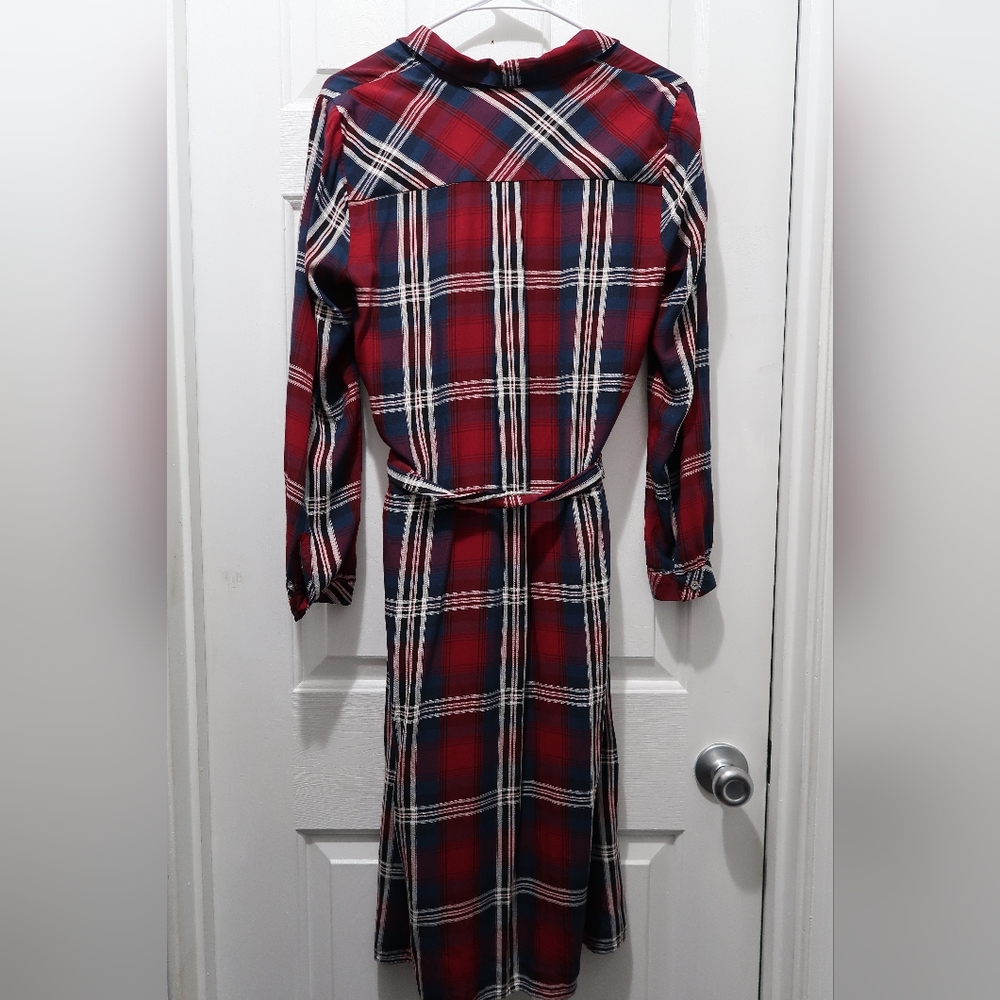 J. Jill Ruby Plaid Belted Button Down Shirt Dress Casual Preppy Fall Dress - Picture 4 of 6
